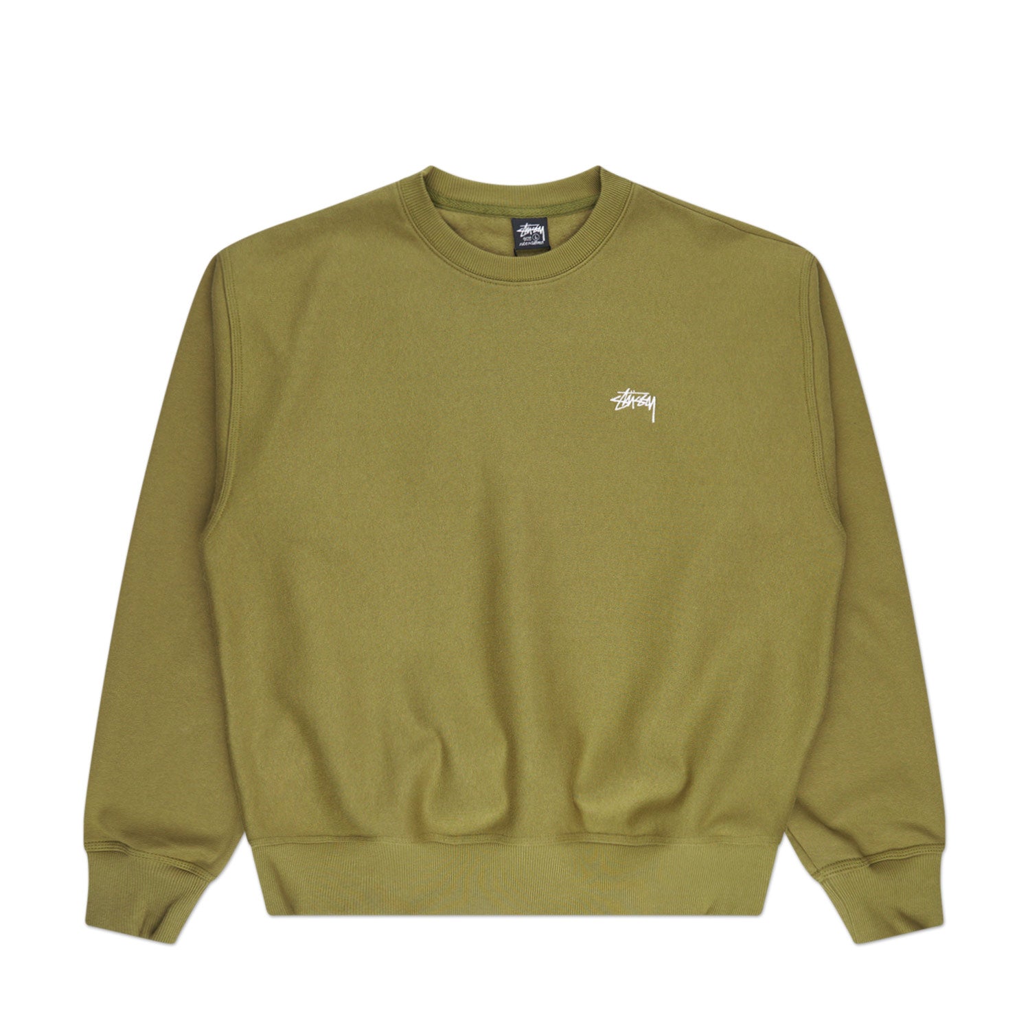 stüssy stock logo crew (olive) 118531-0403 - a.plus store