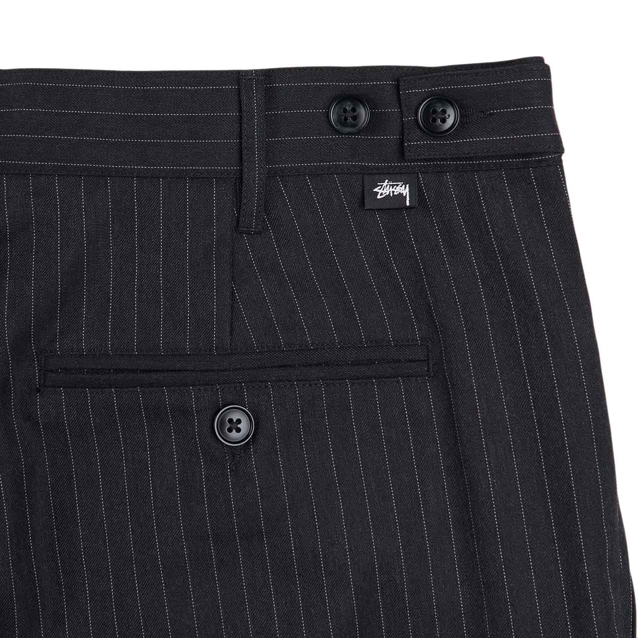 stüssy stripe volume pleated trouser (black) - a.plus
