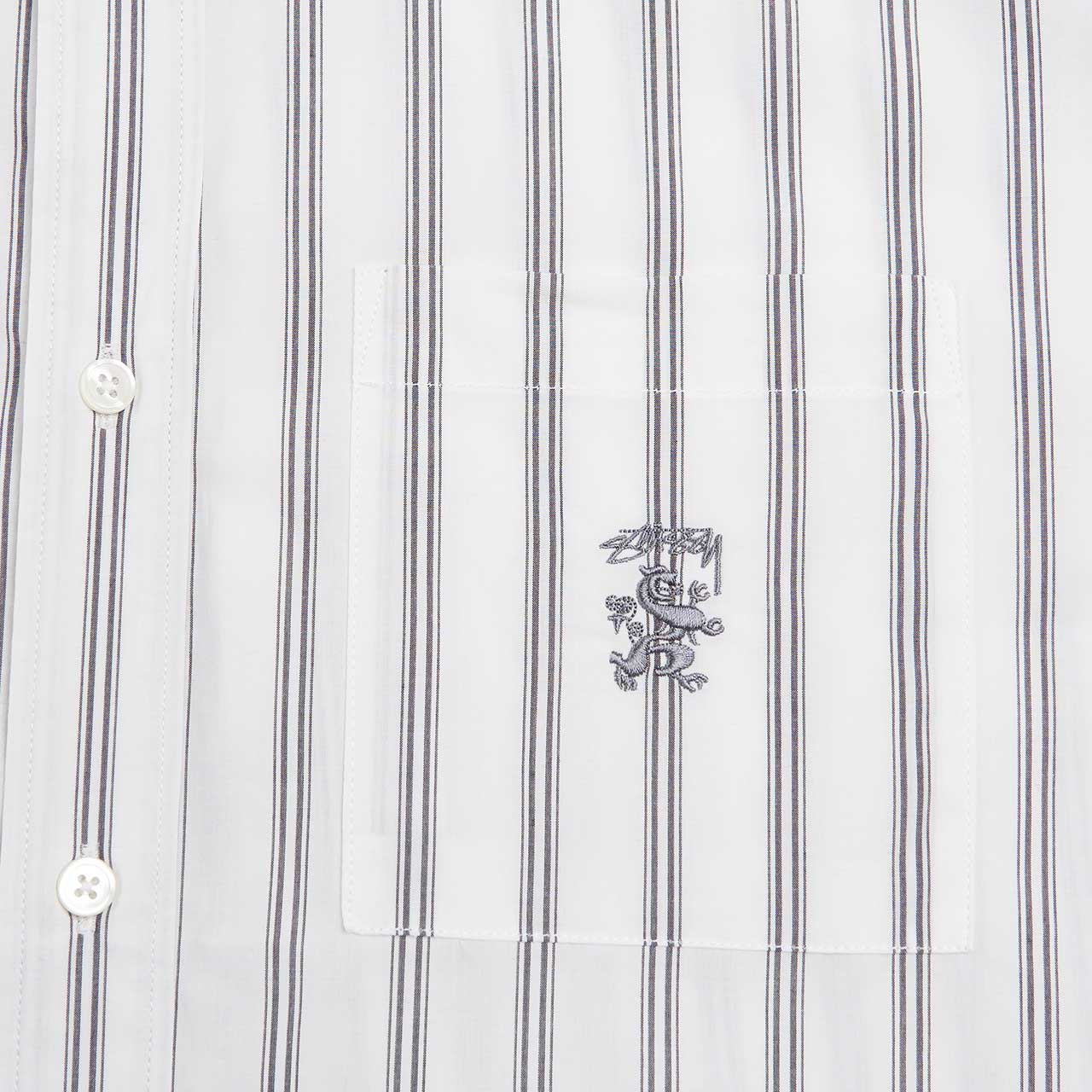 stüssy boxy striped shortsleeve shirt (off white striped) - a.plus