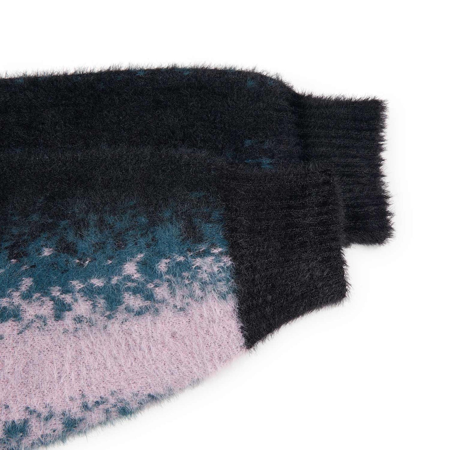 fucking awesome faux hairy crewneck (black / teal / pink) - a.plus