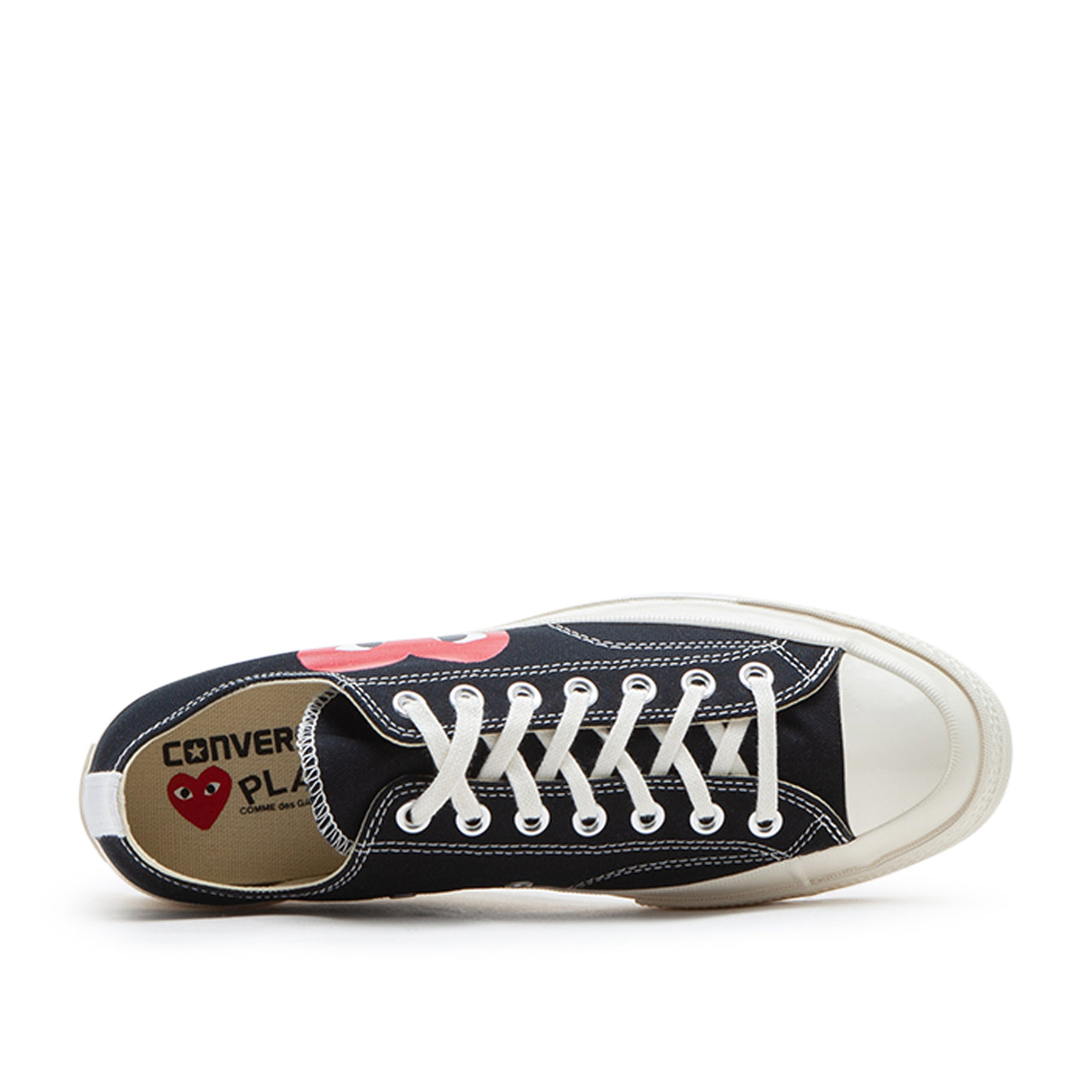 comme des garçons play x converse big heart chuck taylor all star 70 low (black) - a.plus