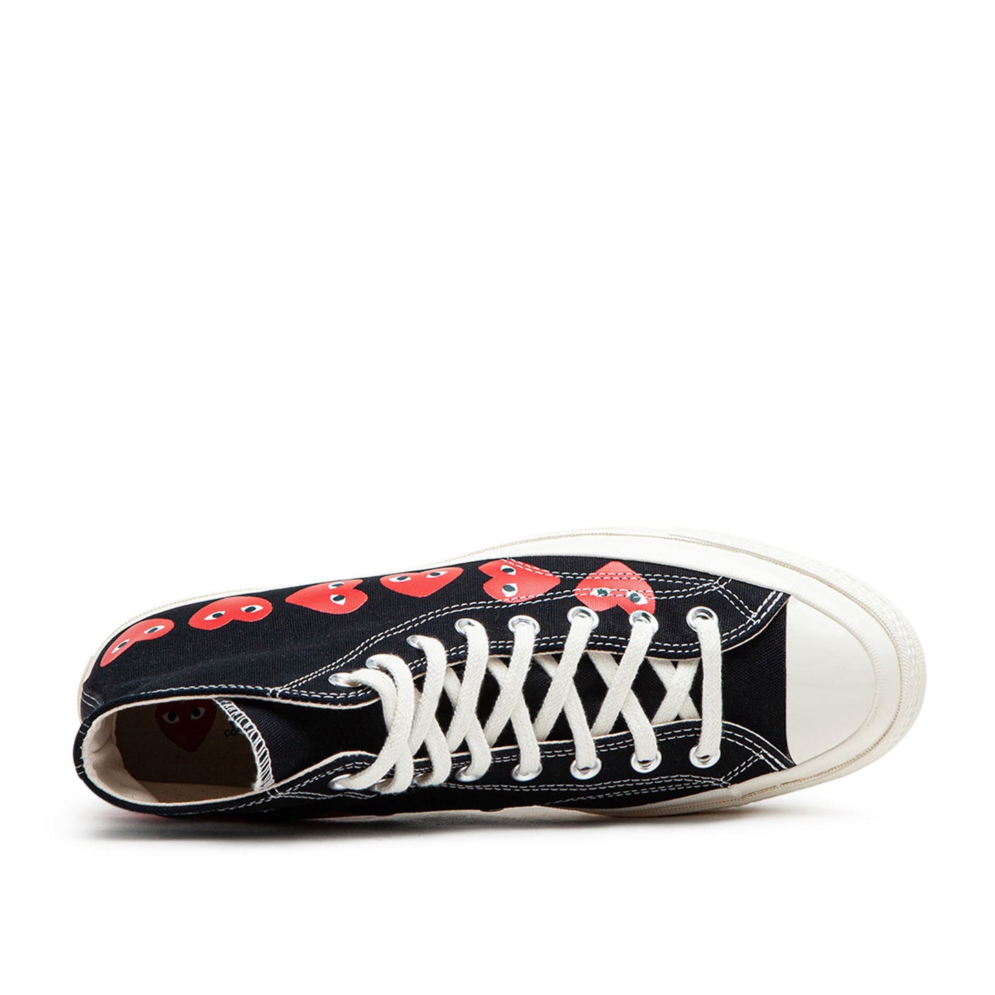 comme des garçons play x converse multi heart chuck taylor all star 70 high (black) - a.plus