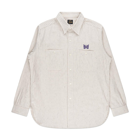 needles pin stripe work shirt (off white)
