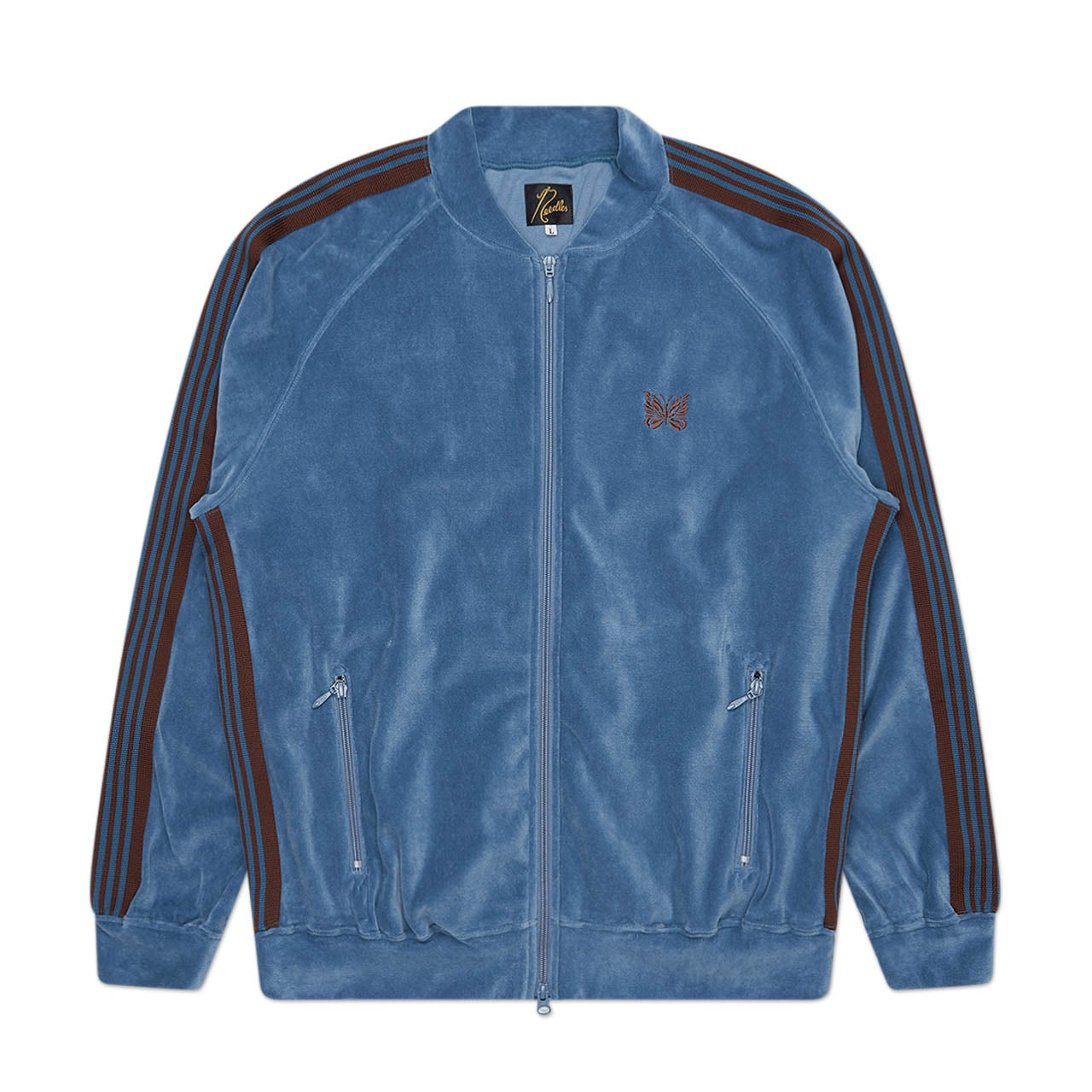 needles side stripe track velour jacket (blue grey) - mr291-b - a