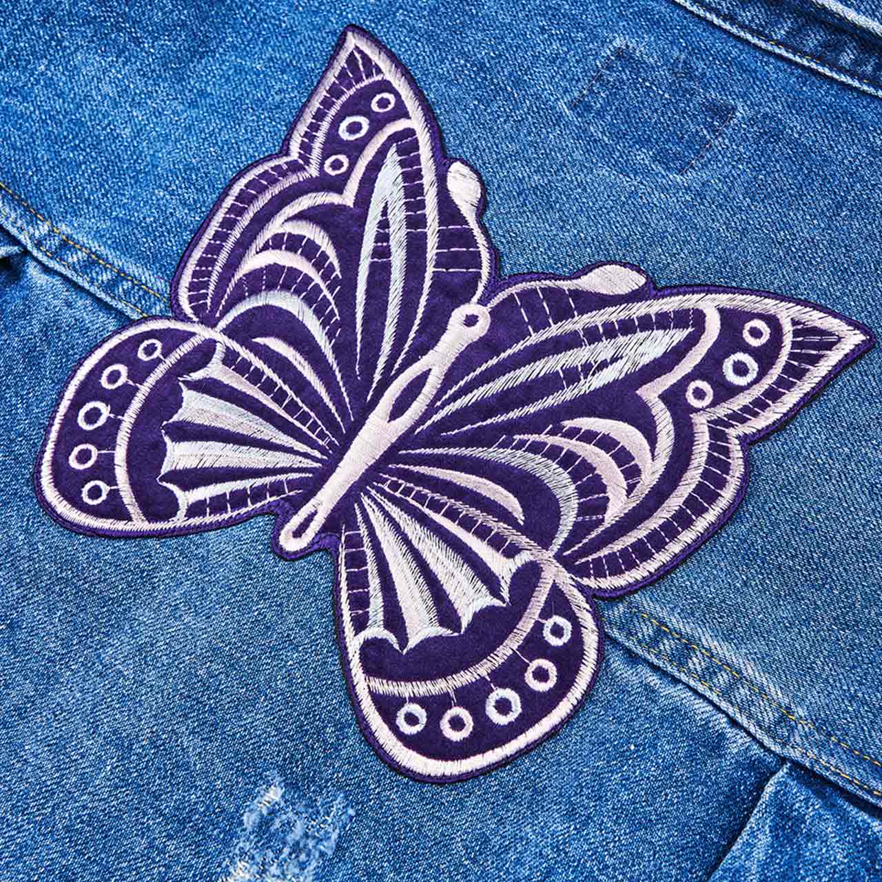 needles needles assorted patch jean jacket (indigo)