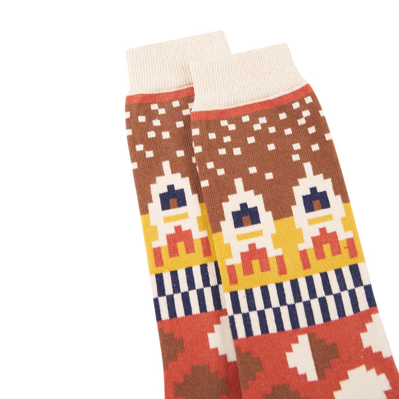 henrik vibskov rocket socks (brown / beige / yellow) - a.plus