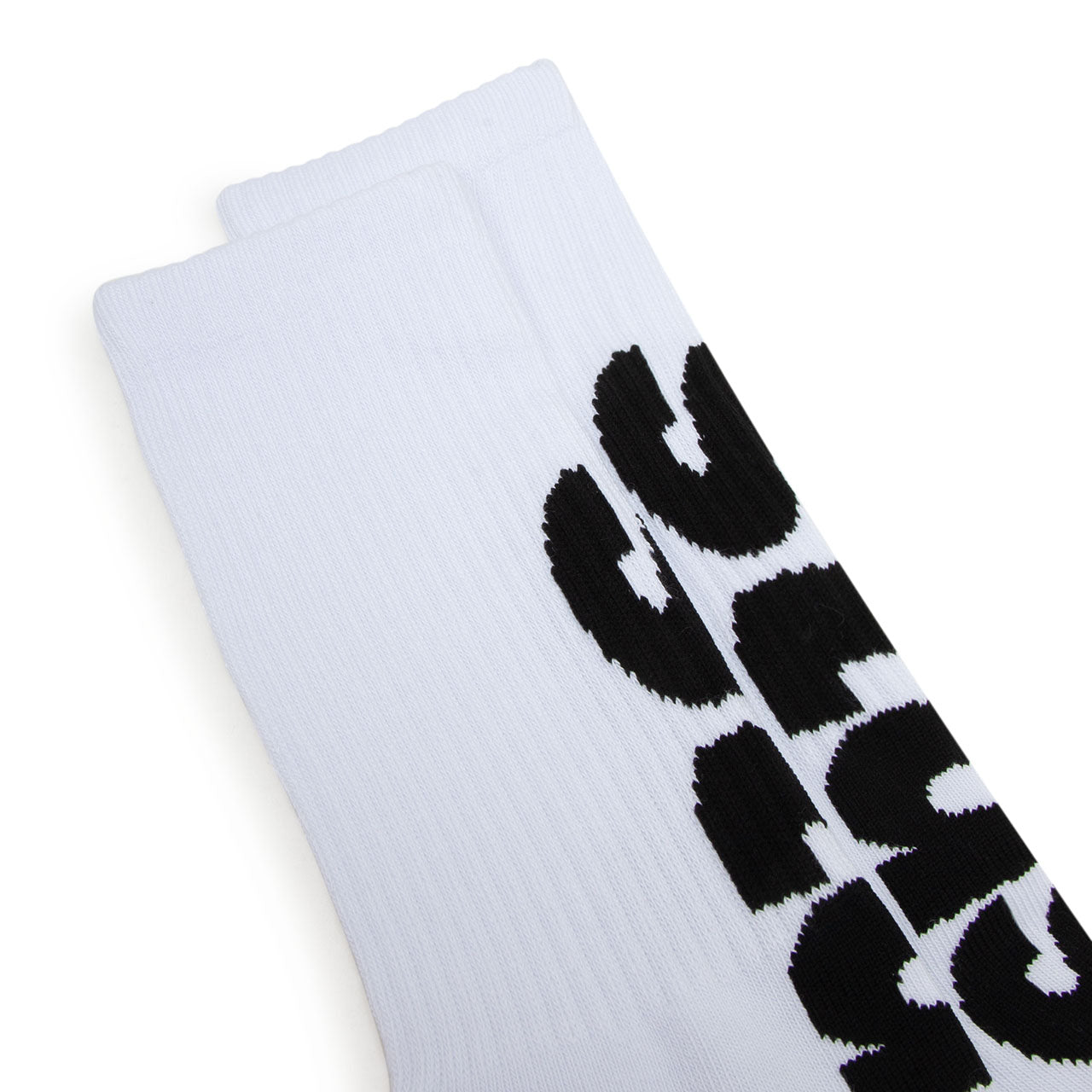 stüssy big helvetica crew socks (white / black) - a.plus
