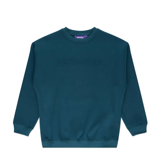 fucking awesome stamp embossed crewneck (teal)