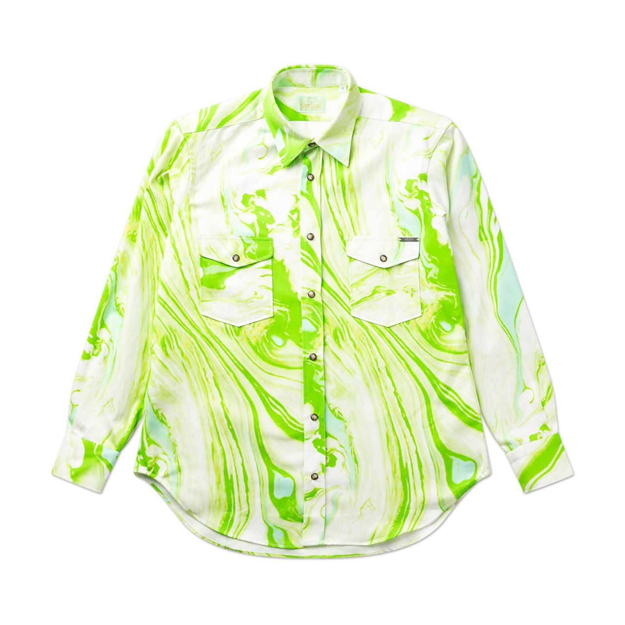 aries marble western shirt (green)