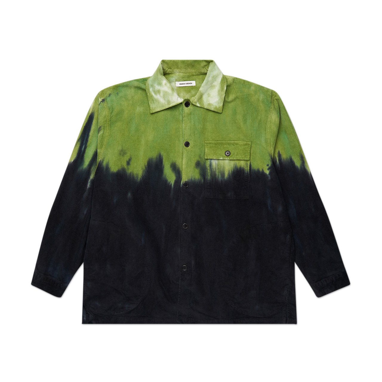 henrik vibskov crumpet corduroy shirt (black / green) AW21-M220