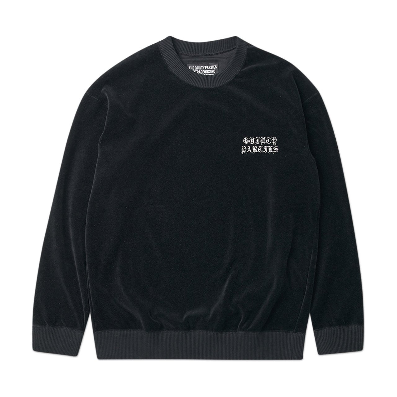 wacko maria velour crew neck sweatshirt (black)