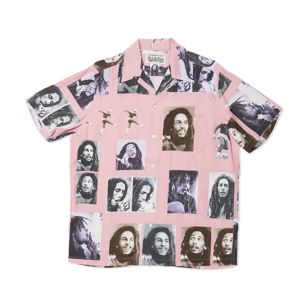 wacko maria x bob marley hawaiian s/s shirt (pink)