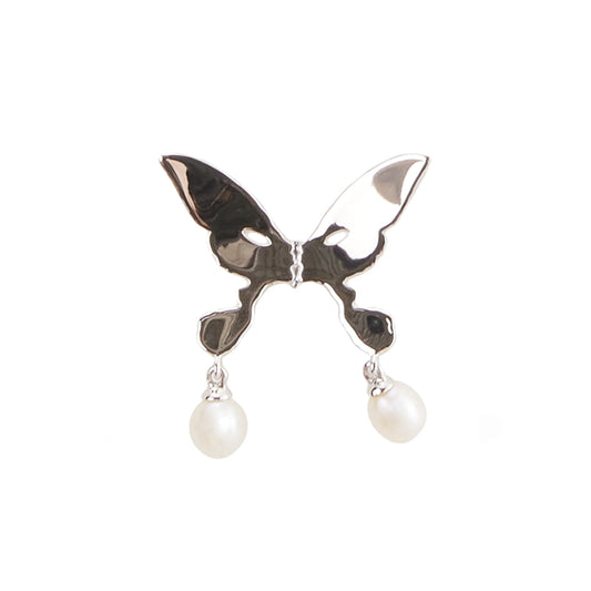 perks and mini pearl drop alien kiss earring (silver)
