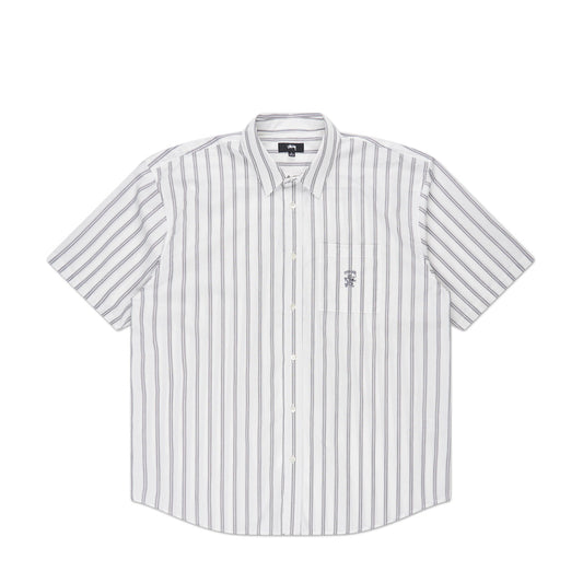 stüssy boxy striped shortsleeve shirt (off white striped)