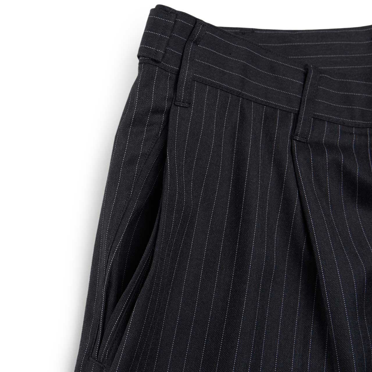 stüssy stripe volume pleated trouser (black) - 116623-0001 - a
