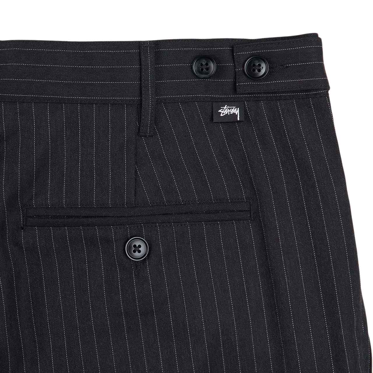 stüssy stripe volume pleated trouser (black) - 116623-0001 - a