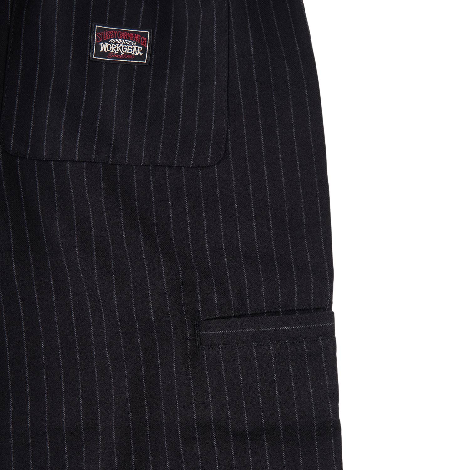 stüssy wool stripe beach pant (black) - 116632-0001 - a.plus