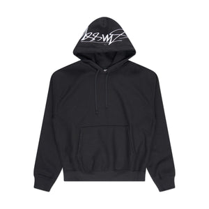 stüssy back hood applique hoodie (schwarz)