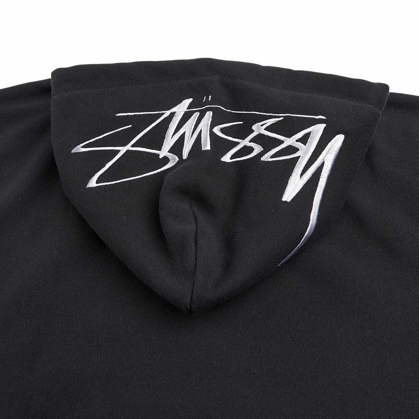 stüssy back hood applique hoodie (black)