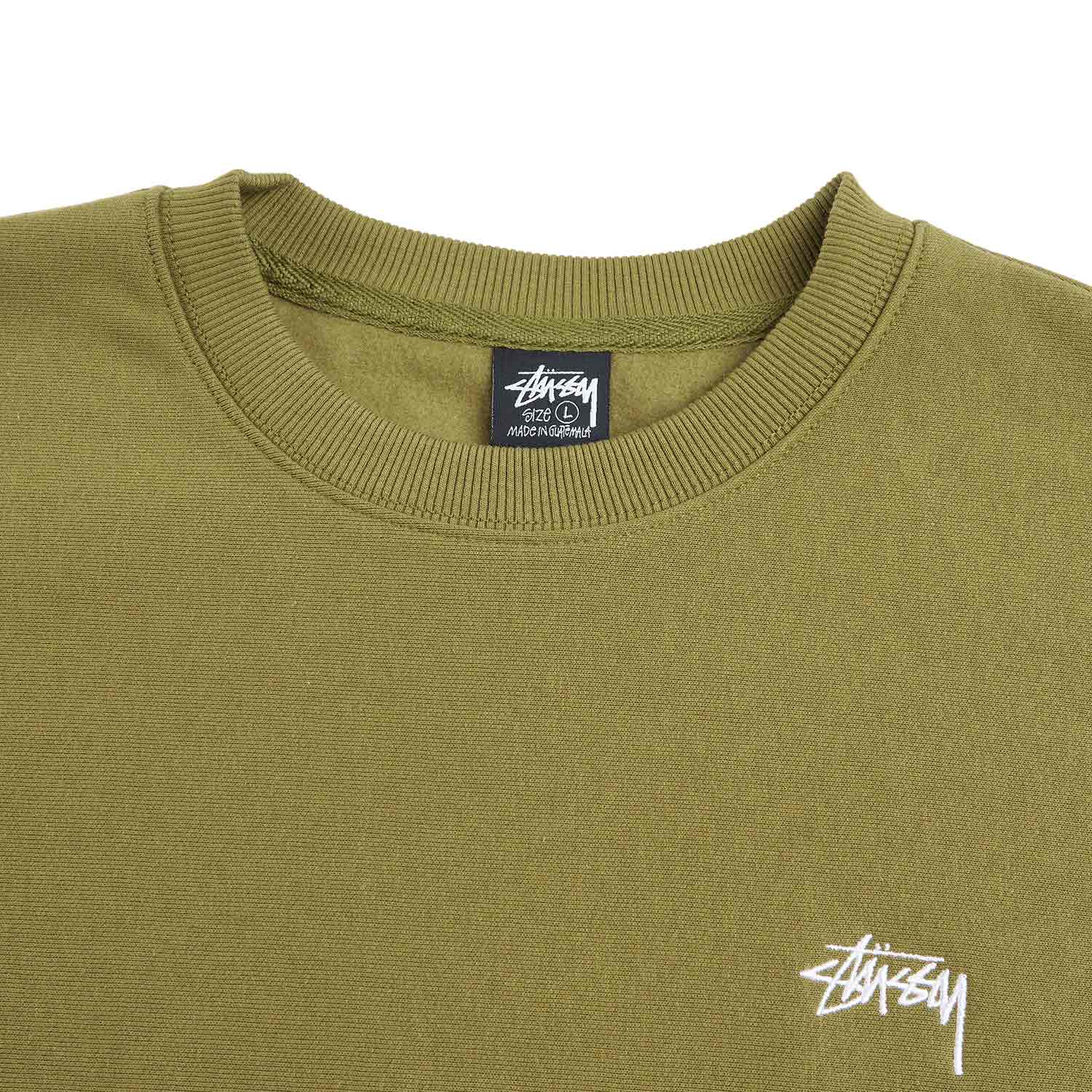 stüssy stock logo crew (olive) 118531-0403 - a.plus store