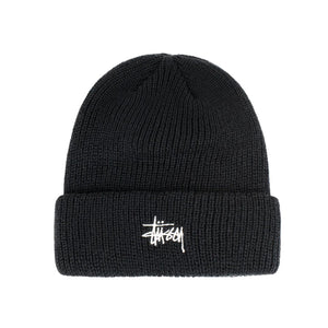 stüssy basic cuff beanie (schwarz)