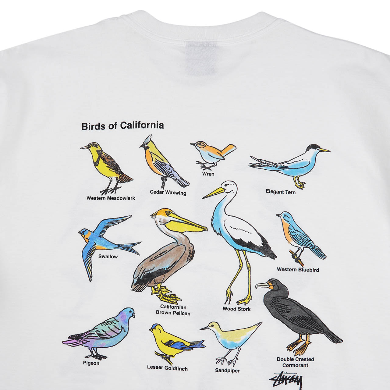 stüssy california birds t-shirt (white) - 1904897-1201 - a.plus store