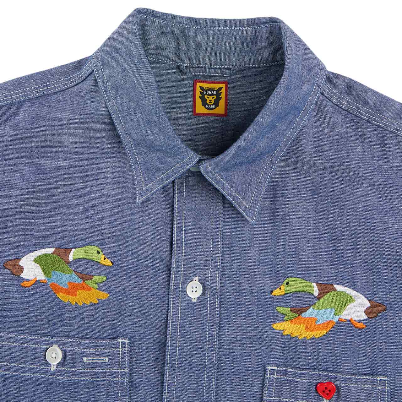 human made chambray l/s shirt (blue)