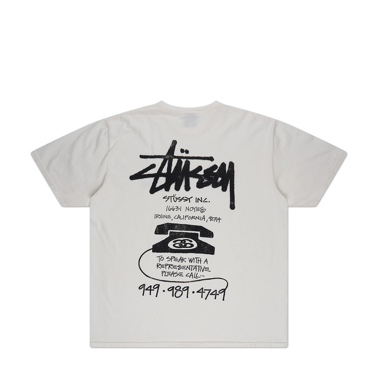 stüssy old phone pigment dyed t-shirt (natural) 1904942-1002 - a