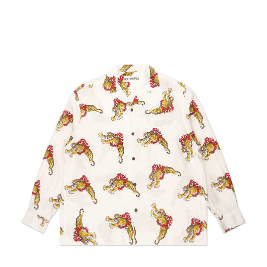 wacko maria x tim lehi hawaiian shirt l/s (white)