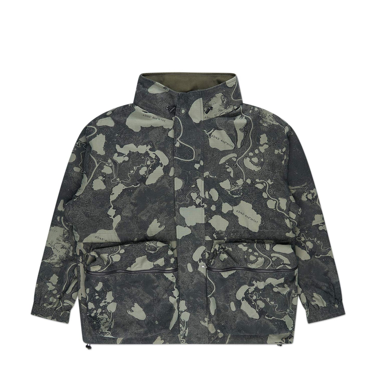 perks and mini reversible geo mapping parka jacket (swamp)