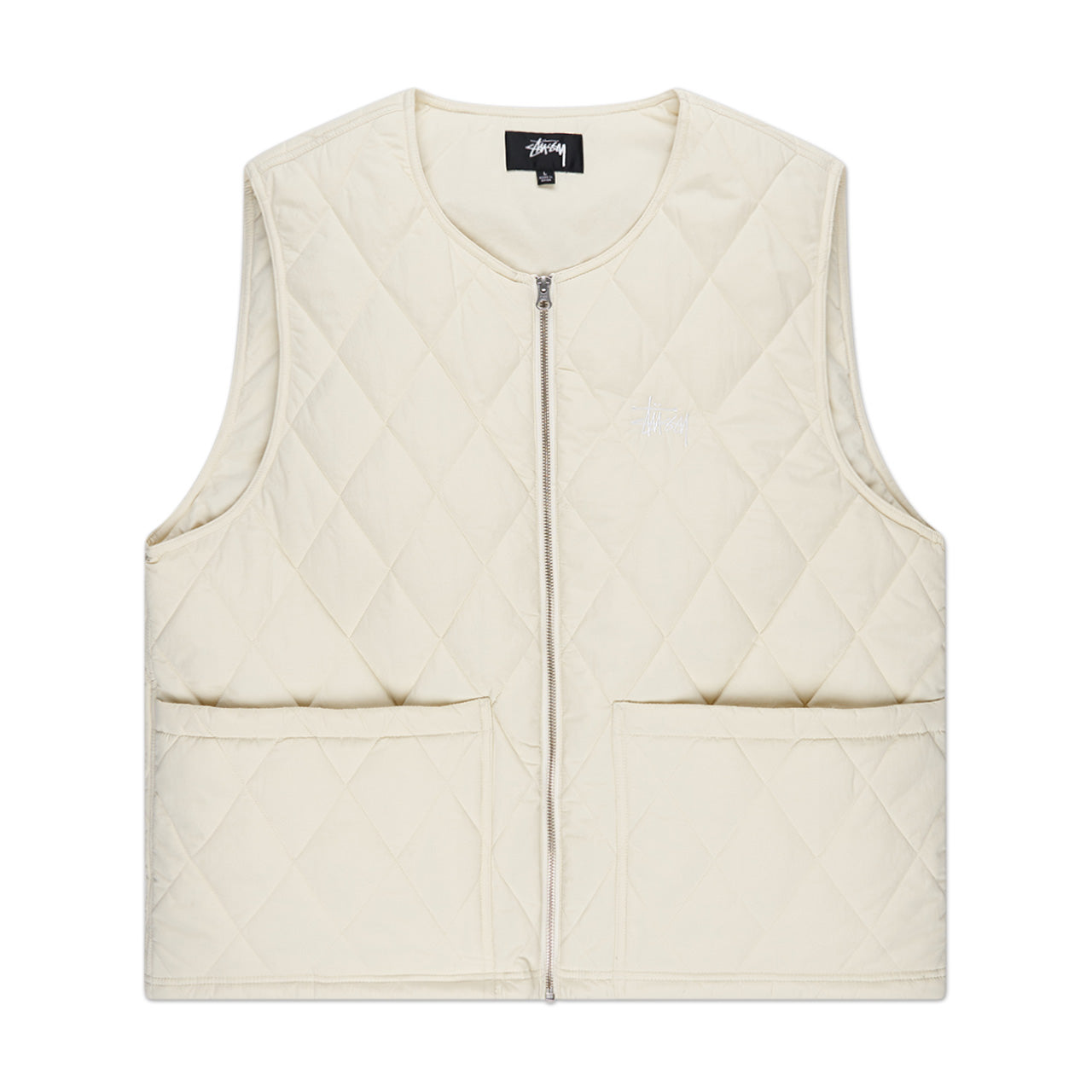 stüssy diamond quilted vest (cream) - a.plus