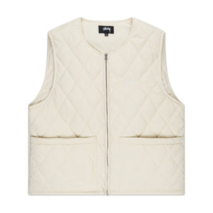stüssy diamond quilted vest (cream) - a.plus
