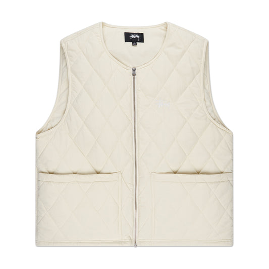 stüssy diamond quilted vest (cream) - a.plus
