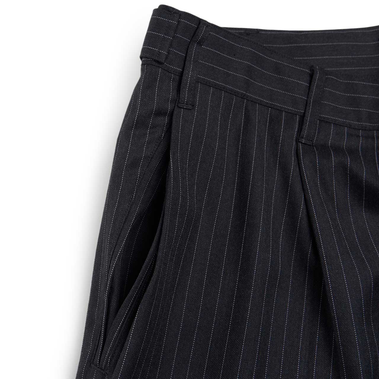 stüssy stripe volume pleated trouser (black) - a.plus