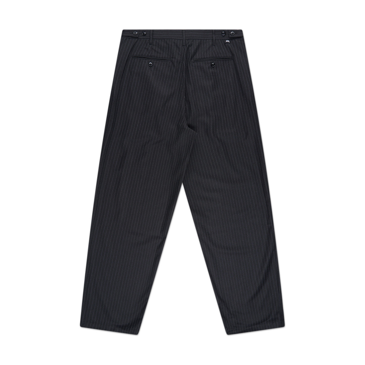 stüssy stripe volume pleated trouser (black) - a.plus