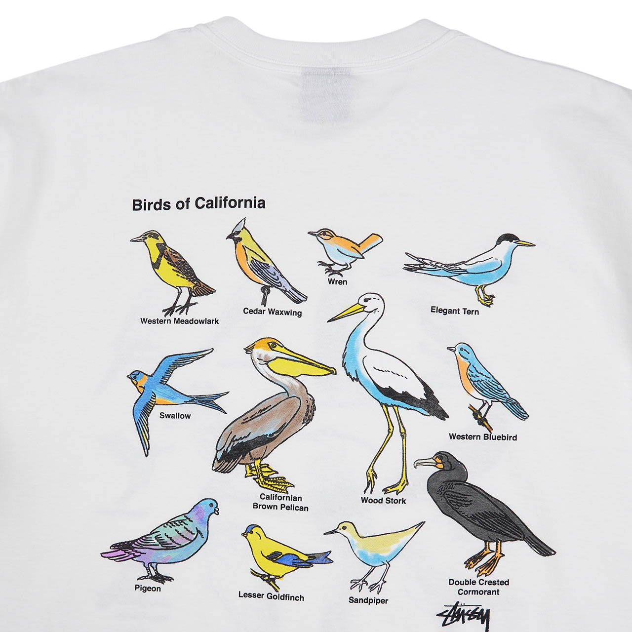 stüssy california birds t-shirt (white) - a.plus