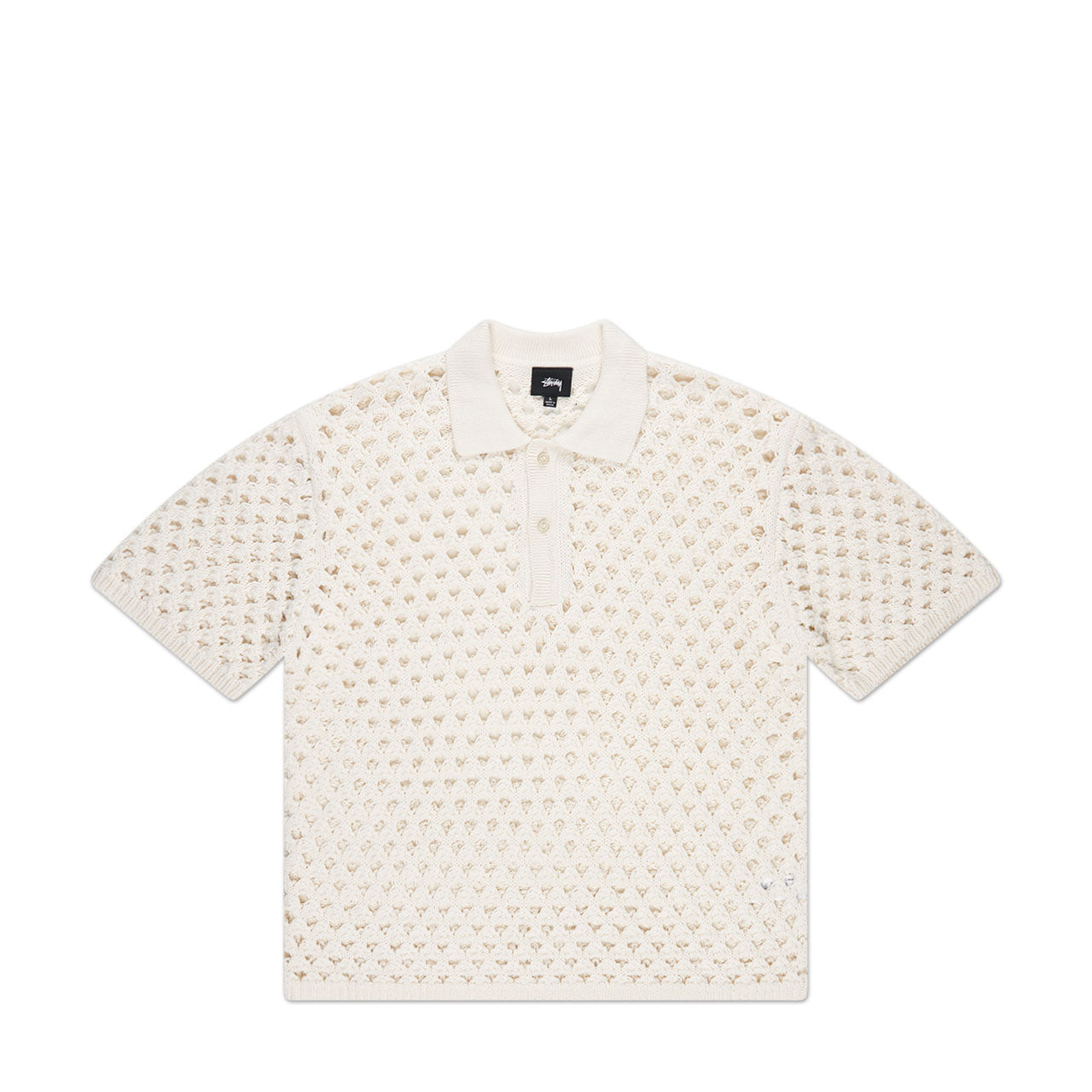 stüssy big mesh polo sweater (ivory) - a.plus