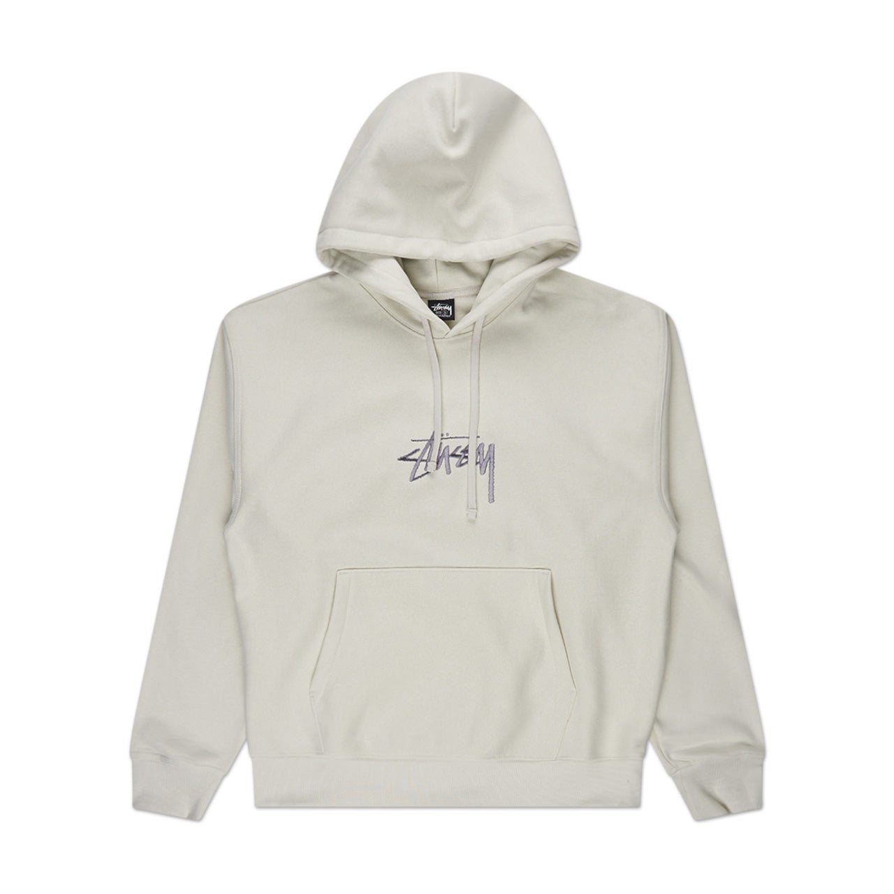 stüssy stock logo applique hoodie (stone) - a.plus