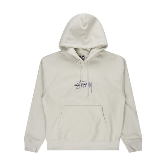stüssy stock logo applique hoodie (stone) - a.plus