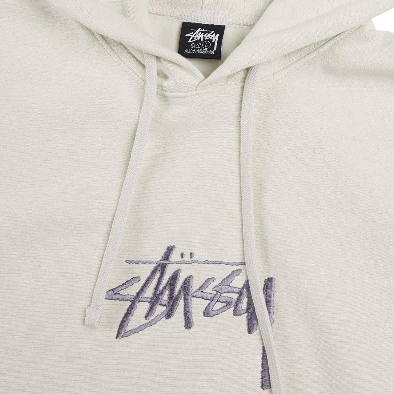 stüssy stock logo applique hoodie (stone) - a.plus