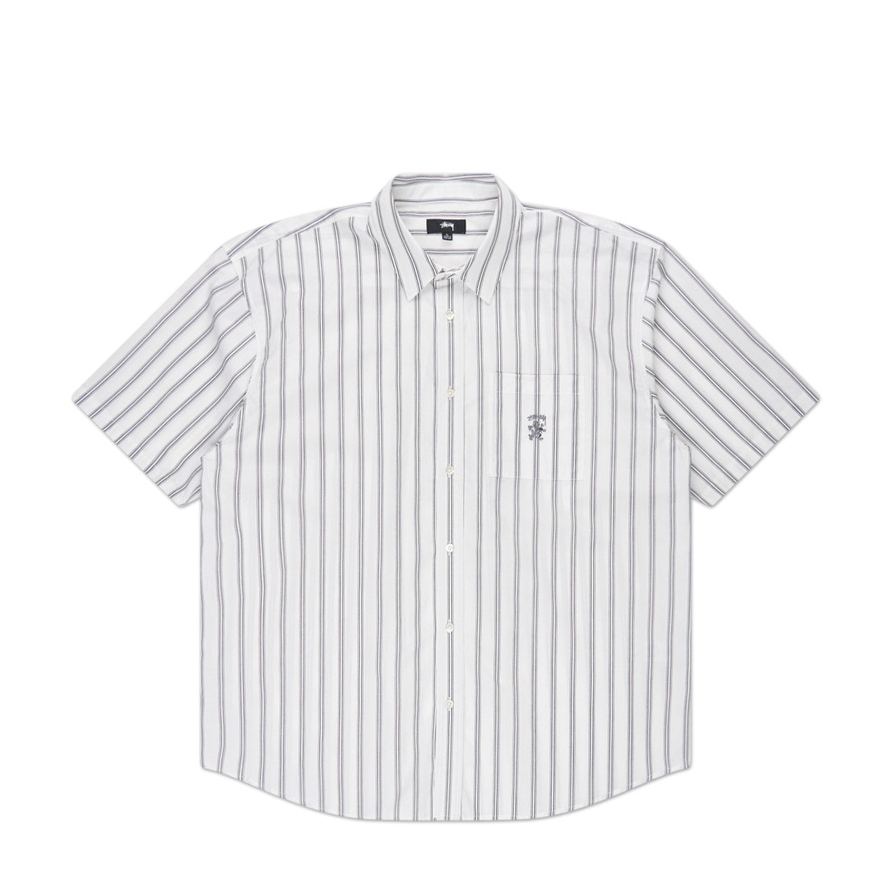 stüssy boxy striped shortsleeve shirt (off white striped) - a.plus