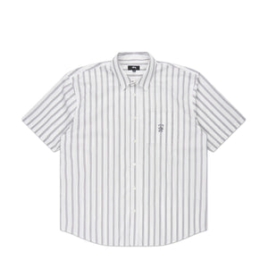 stüssy boxy striped shortsleeve shirt (off white striped) - a.plus