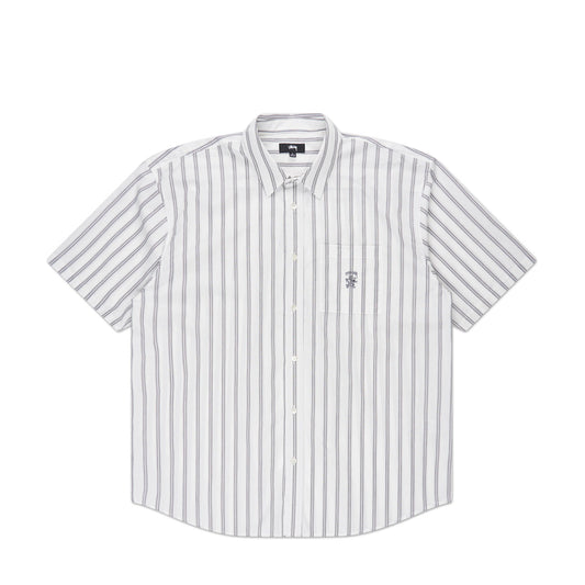 stüssy boxy striped shortsleeve shirt (off white striped) - a.plus
