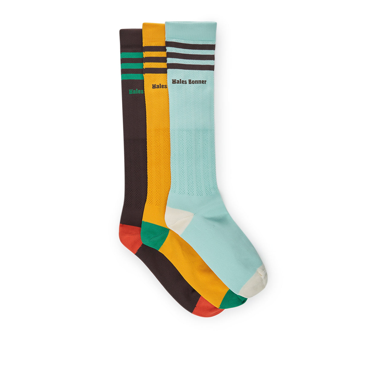 adidas x wales bonner crochet socks 3-pack (mint / yellow / brown) - a.plus