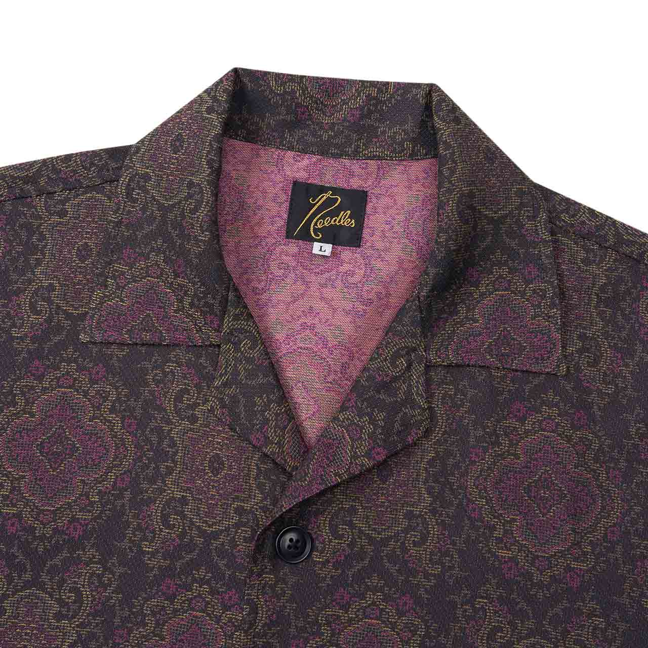 needles arabesque jacquard cabana shirt (black / pink) - a.plus