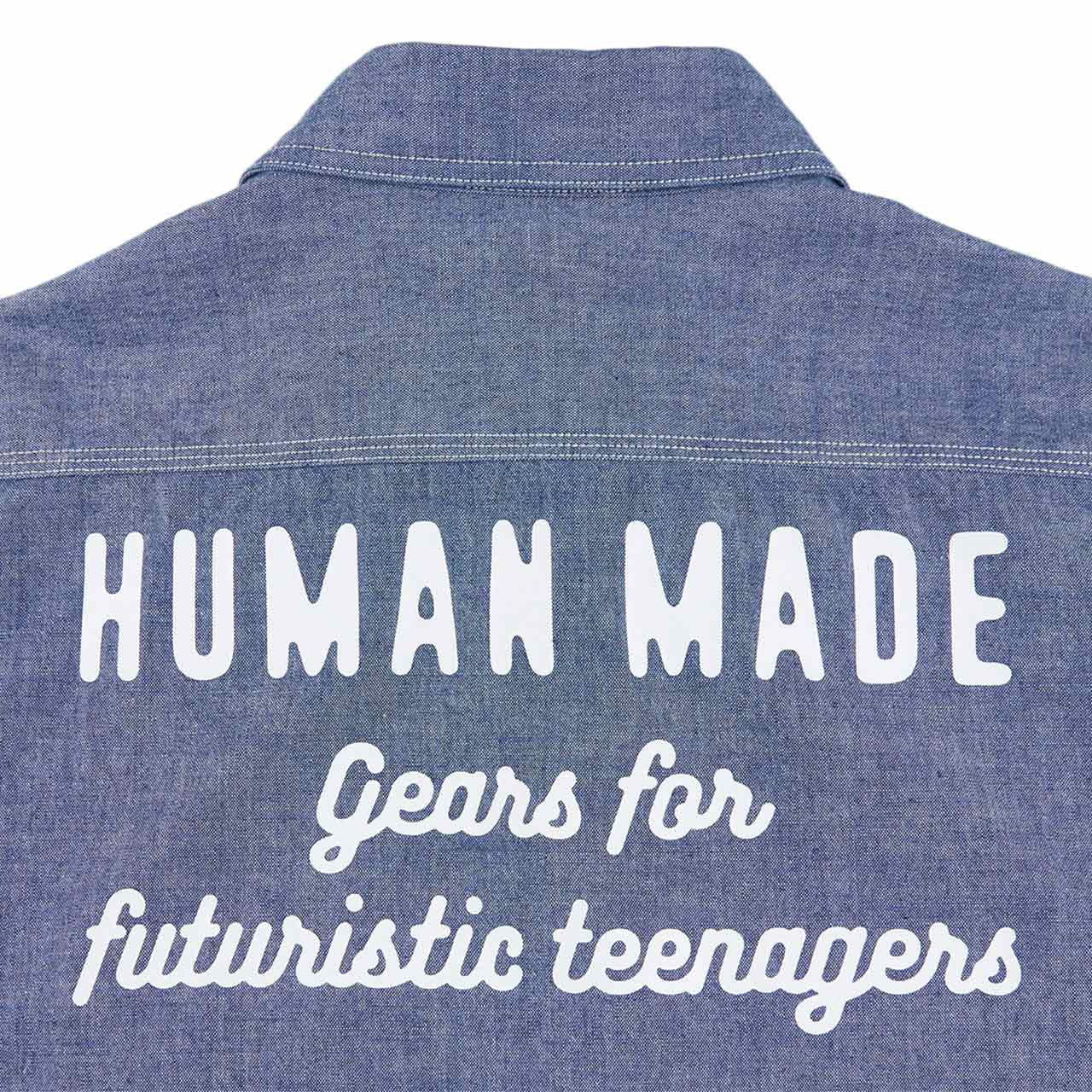 human made chambray l/s shirt (blue) - a.plus