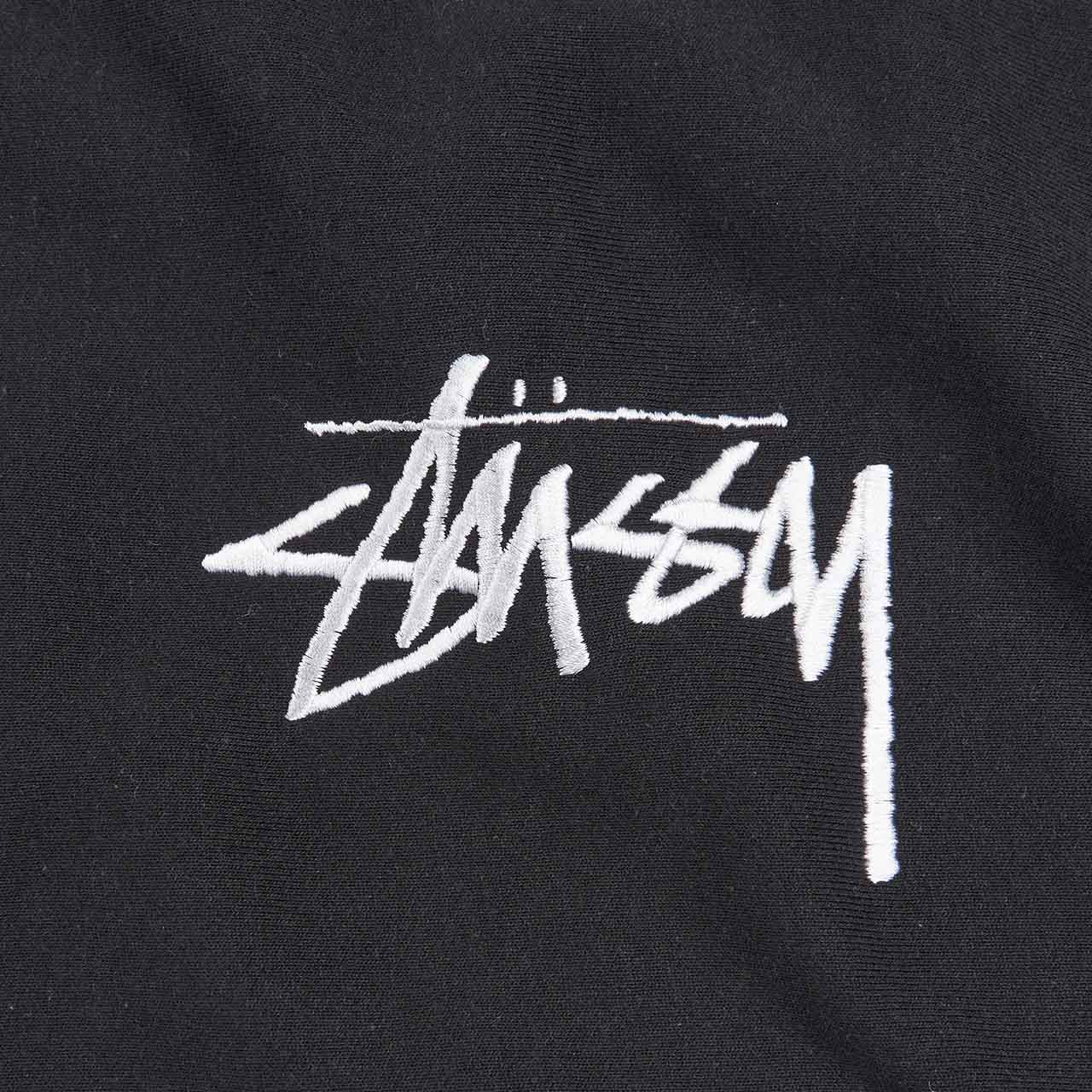 stüssy stock logo applique hoodie (black) - a.plus