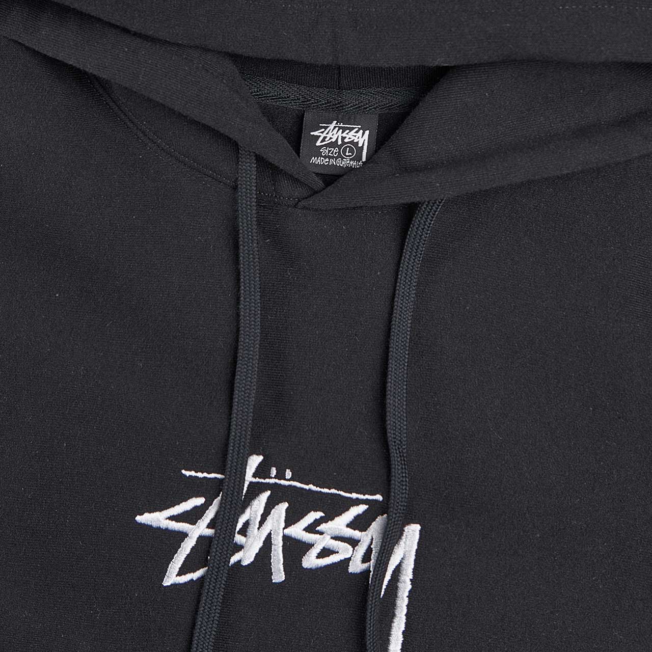 stüssy stock logo applique hoodie (black) - a.plus