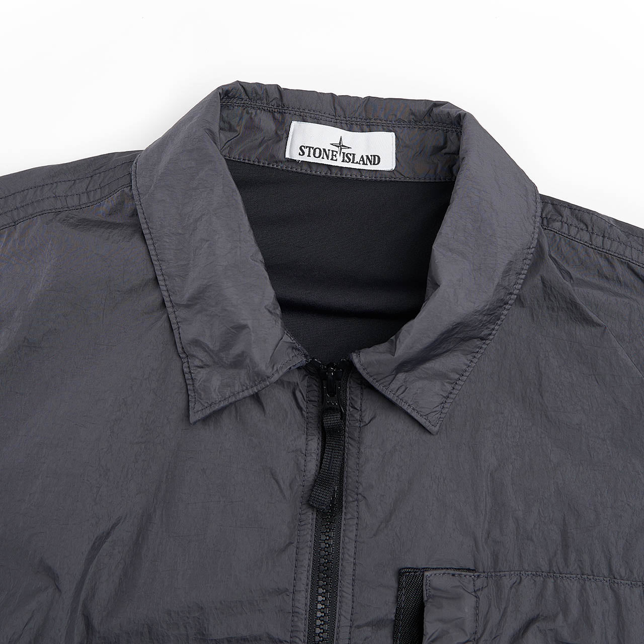 stone island garment dyed crinkle reps overshirt (lead grey) - a.plus