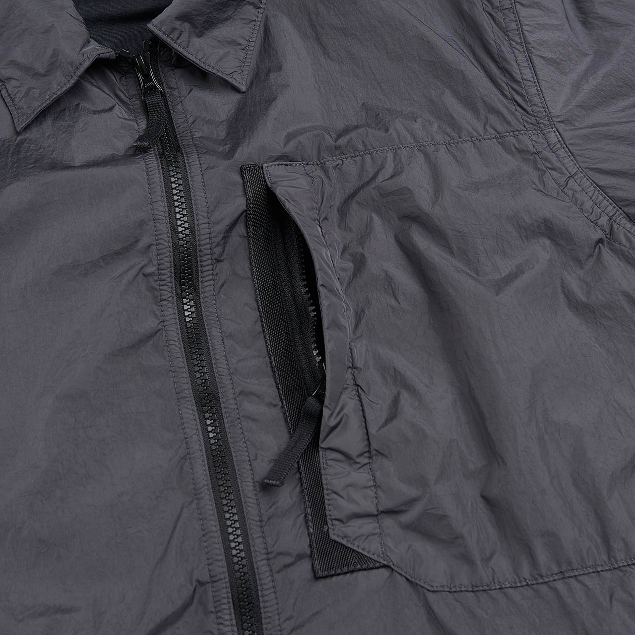 stone island garment dyed crinkle reps overshirt (lead grey) - a.plus